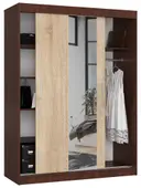 Šatní skříň posuvná se zrcadlem 150 cm wenge/dub sonoma