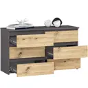 Komoda CL100 6SZ grafitová šedá/dub artisan
