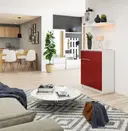 Komoda K80 2D1SZ bílá/červený lesk