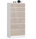 Komoda K60 6SZ bílá/cappuccino lesk