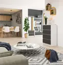 Komoda K60 4SZ bílá/grafitová šedá