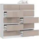 Komoda K120 10SZ bílá/cappuccino lesk