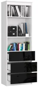Regál R60 3SZ2P bílá/černý lesk