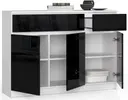 Komoda K140 3D3SZ bílá/černý lesk