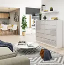 Komoda K160 10SZ bílá/metalický lesk