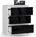 Komoda K60 3SZ bílá/černý lesk