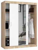 Šatní skříň posuvná se zrcadlem 150 cm dub sonoma/bílá