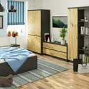 Šatní skříň S90 4D grafitová šedá/dub artisan