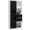 Regál R15 R80 2D2SZ bílá/černý lesk