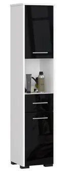 Koupelnová skříňka Fin 30 2D1SZ1W bílá/černý lesk
