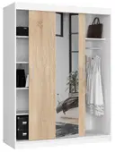Šatní skříň posuvná se zrcadlem 150 cm bílá/dub sonoma