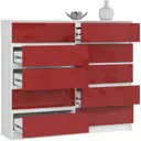 Komoda K140 10SZ bílá/červený lesk