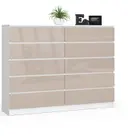 Komoda K160 10SZ bílá/cappuccino lesk