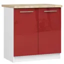 Kuchyňská skříňka Olivia S80 2D bílá/červený lesk