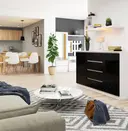 Komoda K160 2D4SZ bílá/černý lesk