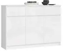 Komoda K140 3D3SZ bílá/bílý lesk
