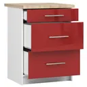 Kuchyňská skříňka Olivia S60 3SZ bílá/červený lesk