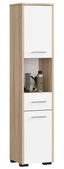 Koupelnová skříňka Fin 30 2D1SZ1W dub sonoma/bílá