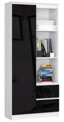 Regál R11 R80 1D2SZ bílá/černý lesk
