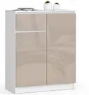 Komoda K80 2D1SZ bílá/cappuccino lesk