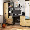 Počítačový stůl Piksel pravá - grafitová šedá/dub artisan