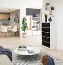 Komoda K60 5SZ bílá/černý lesk