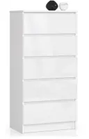 Komoda K60 5SZ bílá/bílý lesk