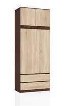 Šatní skříň s nástavbou S90 2D2SZ wenge/dub sonoma
