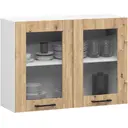 Závěsná kuchyňská vitrína Olivia W80 H580 bílá/dub artisan