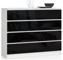 Komoda K120 8SZ bílá/černý lesk