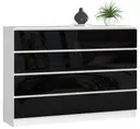 Komoda K140 8SZ bílá/černý lesk