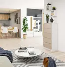 Komoda K60 5SZ bílá/cappuccino lesk