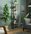 Kovový regál Loft 40 cm černá/dub sonoma