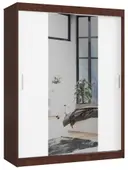 Šatní skříň posuvná se zrcadlem 150 cm wenge/bílá