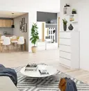 Komoda K60 5SZ bílá/bílý lesk