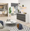 Komoda K140 6SZ bílá/grafitová šedá