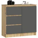 Komoda K80 Jerry 1D3SZ dub artisan/grafitová šedá