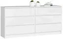 Komoda K160 6SZ bílá/bílý lesk