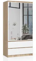 Šatní skříň S90 2D2SZ se zrcadlem dub sonoma/bíla