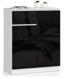 Komoda K80 2D1SZ bílá/černý lesk