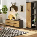 Komoda K160 4SZ grafitová šedá/dub artisan