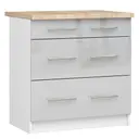 Kuchyňská skříňka Olivia S80 3SZ bílá/metalický lesk