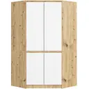 Rohová šatní skříň S100 4D dub artisan/bílá