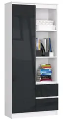 Regál R11 R80 1D2SZ bílá/grafitový lesk