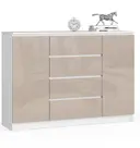 Komoda K140 2D4SZ bílá/cappuccino lesk
