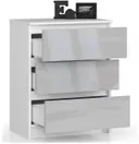 Komoda K60 3SZ bílá/metalický lesk
