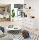 Komoda K140 6SZ bílá/bílý lesk