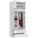 Šatní skříň s nástavbou S90 2D2SZ bílá/bílý lesk