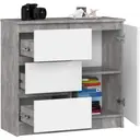 Komoda K80 Jerry 1D3SZ beton/bílá