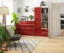 Regál R11 R80 1D2SZ bílá/červený lesk